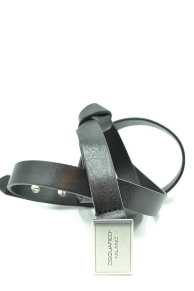 Dsquared2 Sleek Leather Belt With Square Metallic Buckle In Green