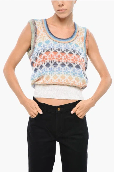 DSQUARED2 SLEEVELESS ARGYLE MOTIF SWEATER