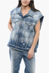 Dsquared2 Sleeveless Denim Jacket With Distressed Details