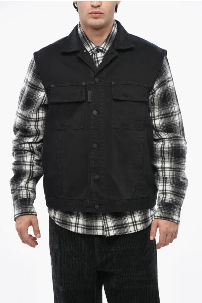 Dsquared2 Sleeveless Denim Utility Jacket In Black