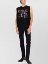 Dsquared2 Sleeveless Graphic Print Fringe T-shirt In Black