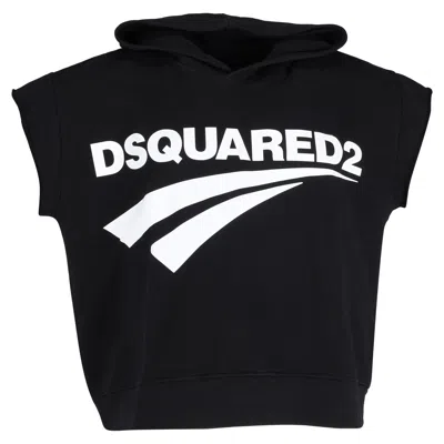 Dsquared2 Sleeveless Hoodie In Black Cotton