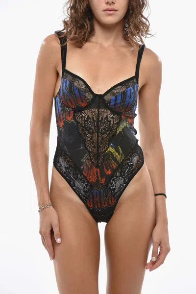 Dsquared2 Sleeveless Hook-and-eye Bodysuit In Blue / Black