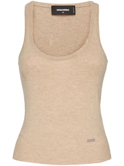 Dsquared2 Sleeveless Knit Top In Neutrals