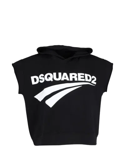 Pre-owned Dsquared2 Sleeveless Logo Hoodie In Black
