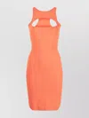 Dsquared2 Sleeveless Round Neck Fitted Dress With Cut-out In Orange