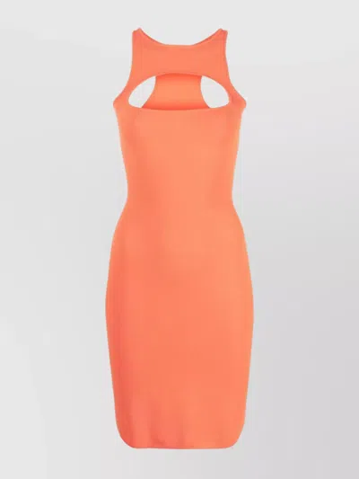 Dsquared2 Sleeveless Round Neck Fitted Dress With Cut-out In Orange
