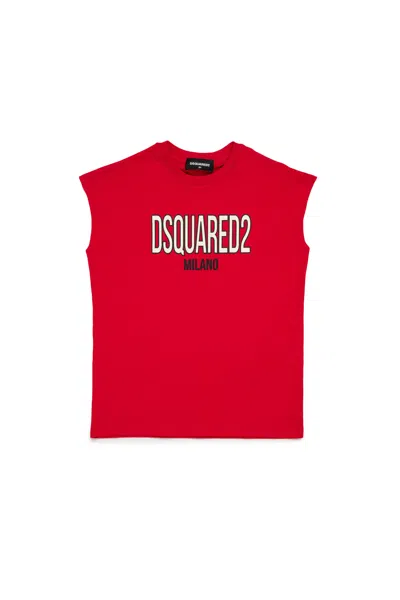 Dsquared2 Sleeveless T-shirt With  Milano Logo In Red