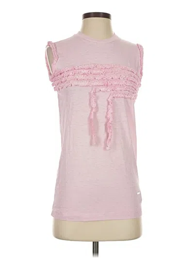 Pre-owned Dsquared2 Sleeveless Top Pink Solid Pattern Ruffles Neckline Tops