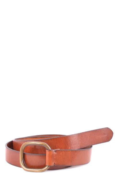 DSQUARED2 SLIM BROWN LEATHER BELT WITH BRASS BUCKLE