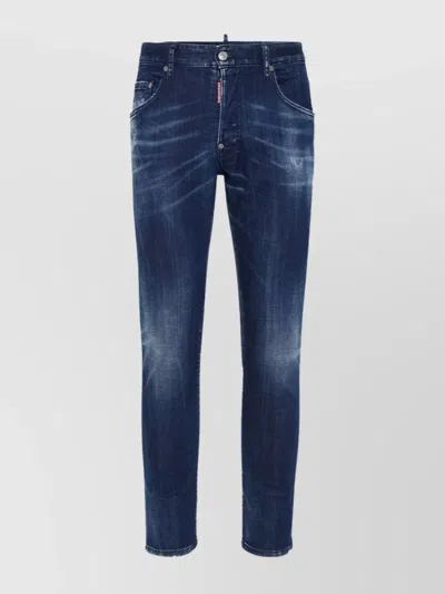 Dsquared2 Slim Cut Stretch-cotton Trousers In Blue