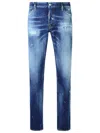 Dsquared2 Cotton Blend Distressed Effect Tapered Leg Trousers In Blu
