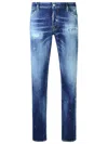 Dsquared2 Cotton Blend Distressed Effect Tapered Leg Trousers In Blue