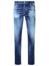 Dsquared2 Cotton Blend Distressed Effect Tapered Leg Trousers In Blue