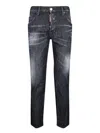 Dsquared2 Slim-fit Black Jeans With Distressed Detailing