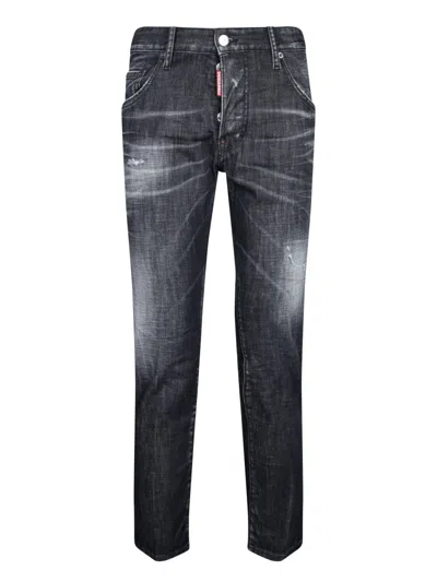 Dsquared2 Slim-fit Black Jeans With Distressed Detailing