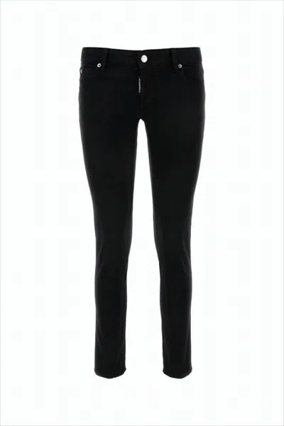 Dsquared2 Slim-fit Cropped Denim Pants In Black