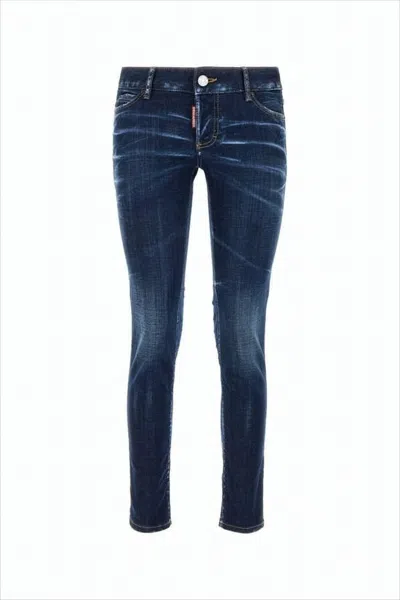 Dsquared2 Slim-fit Cropped Denim Pants In Blue