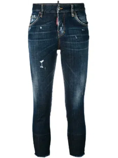Dsquared2 Slim Fit Dark Blue Distressed Jeans