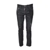 Dsquared2 Slim-fit Distressed Black Jeans With Paint Splatter Accents In Black
