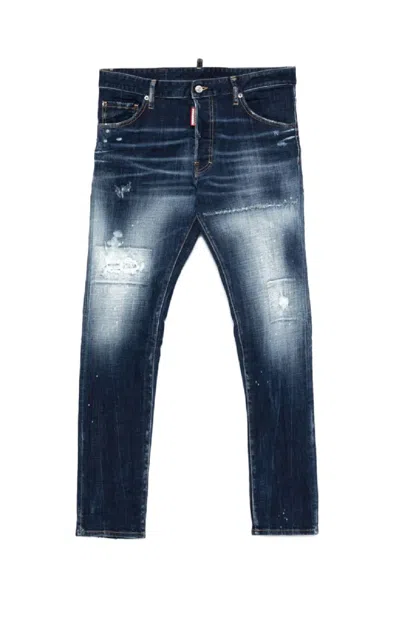 Dsquared2 Slim-fit Distressed Blue Jeans With Five-pocket Design