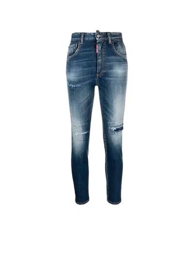 Dsquared2 Slim-fit Distressed Denim Pants With Unique Details In Blue