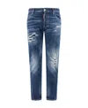 Dsquared2 Blue Slim Jeans With Rips And Bleach Effect In Cotton Blend Denim Man In Blue