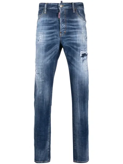 Dsquared2 Slim-fit Distressed-finish Jeans In Blue