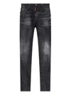 Dsquared2 Slim Fit Distressed Five-pocket Jeans In Black