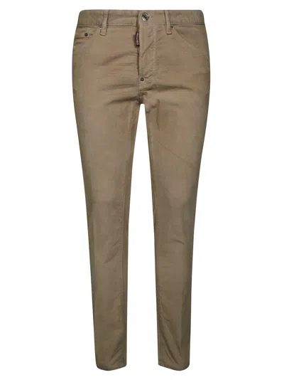 Dsquared2 Slim Fit Five-pocket Pants With Classic Closure In Brown