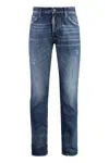 Dsquared2 Distressed Slim Fit Jeans With Belt Loops In Blue