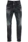 Dsquared2 Black Cotton Jeans With White Paint Splatters In Black