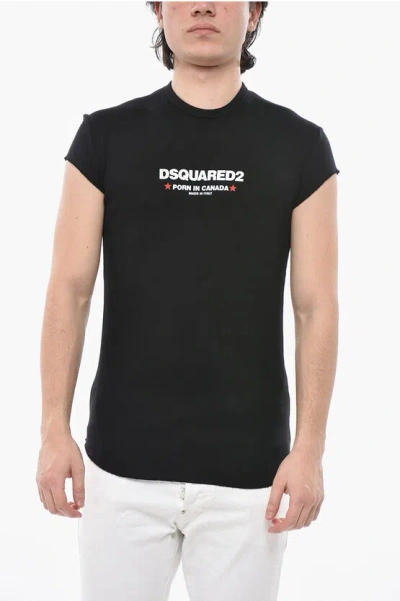 Dsquared2 Slim Fit Ribbed Crew Neck T-shirt In Black