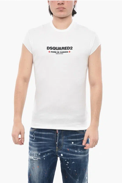 Dsquared2 Slim Fit Ribbed Crew Neck T-shirt In White