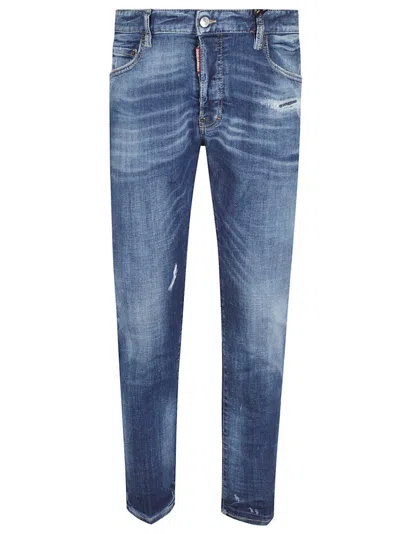 Dsquared2 Slim Fit Skater Jeans With Worn-in Finish In Blue