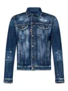 Dsquared2 Distressed-finish Button-front Denim Jacket In Blue