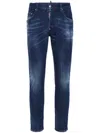 Dsquared2 Navy Blue Slim Cut Jeans With Whiskering Effect In Blue