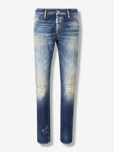 Dsquared2 Faded Distressed Denim Jeans In Blue