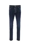 Dsquared2 Slim Navy Blue Washedeffect Jeans In Blue