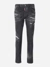 Dsquared2 Cool Gut Black Jeans With Belt Loops And Faded Effect In Denim Man