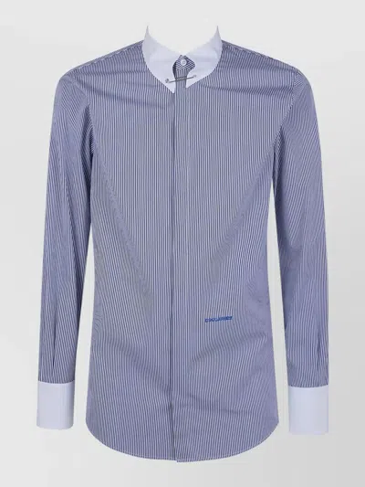 Dsquared2 Slim Striped Shirt Button Down Pin Collar In Blue
