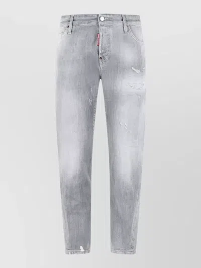 Dsquared2 Slim Twist Cotton Five Pocket Jeans In Gray