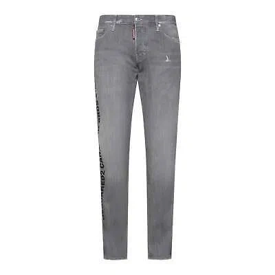 Pre-owned Dsquared2 'slim' Typo Distressed Stitch Grey Jeans