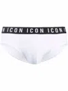 Dsquared2 Logo-tape Elasticated Briefs In Bianco