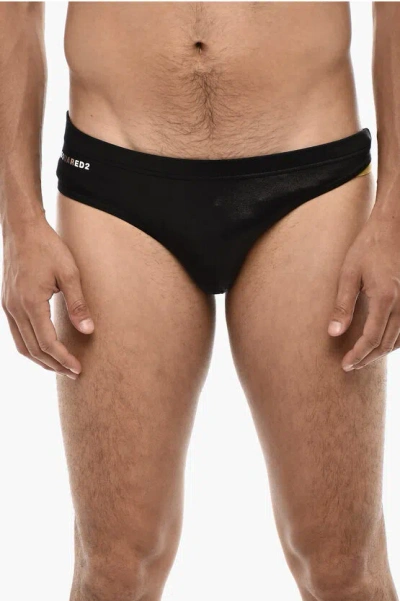 Dsquared2 Slip Swimsuit Wet Effect In Black