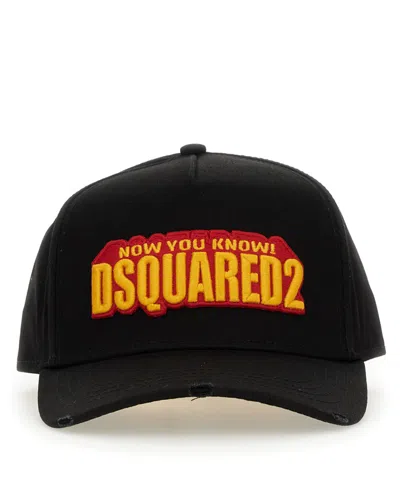 Dsquared2 Slogan Cap In Black