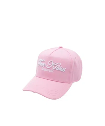 Dsquared2 Slogan-embroidered Cotton Cap In Pink