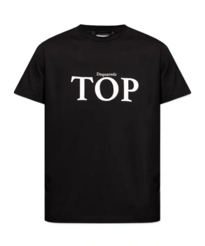 Dsquared2 Slogan-print Cotton T-shirt In Black