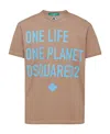 Dsquared2 Slogan-print Cotton T-shirt In Nude