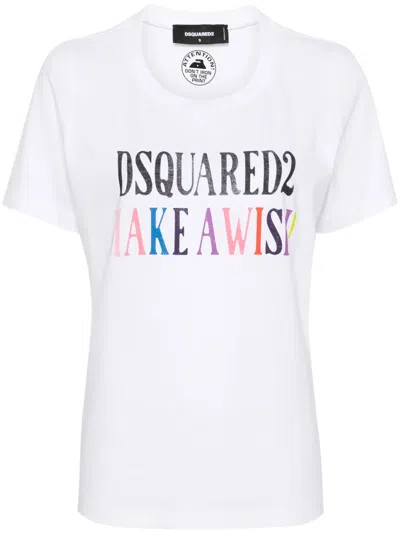 Dsquared2 Slogan-print Cotton T-shirt In Weiss